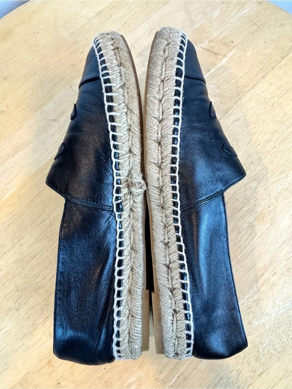 Chanel | Black Leather Pull-On Espadrille Shoes, EU 40